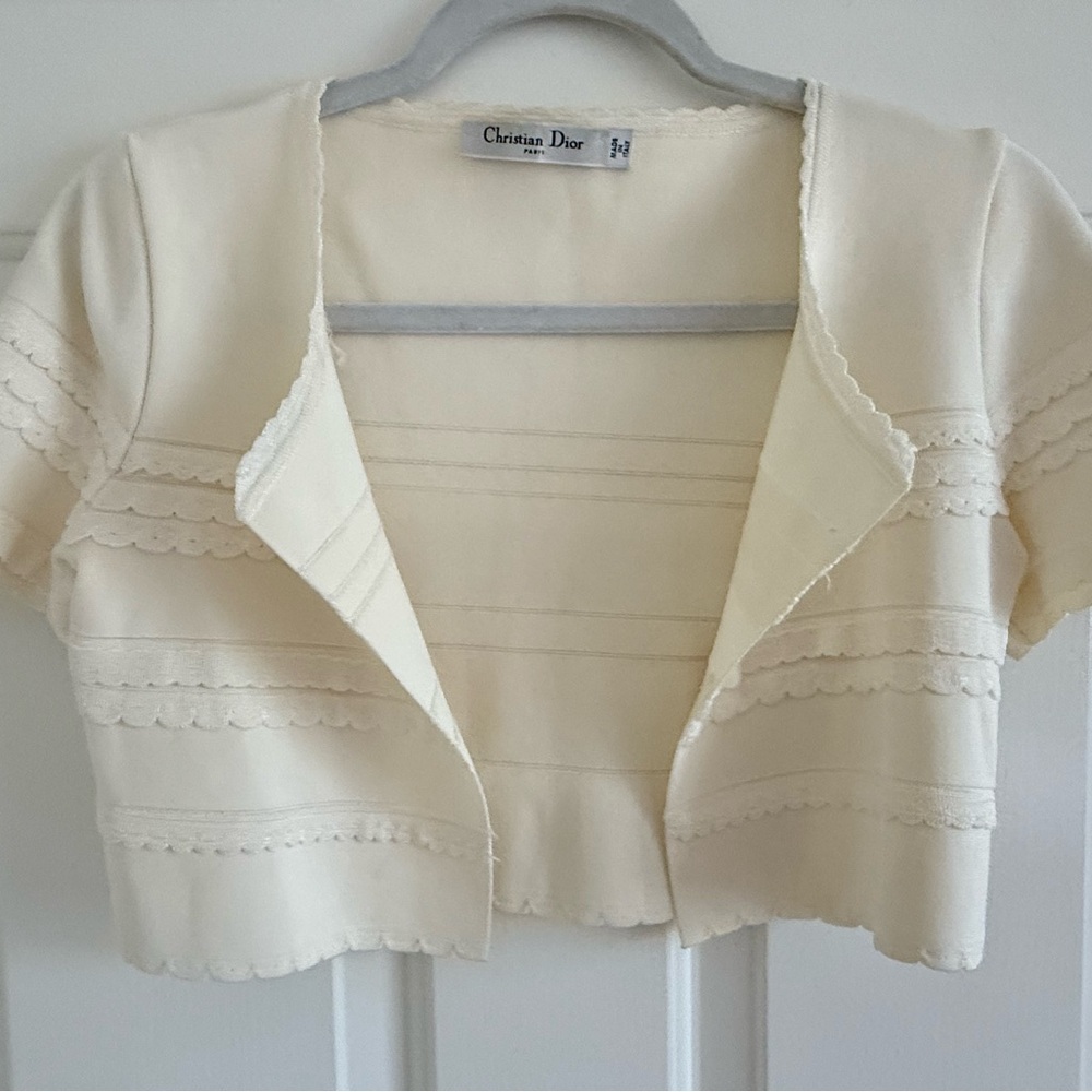 Dior Ivory Short Sleeve Lace Top - Picture 4 of 10
